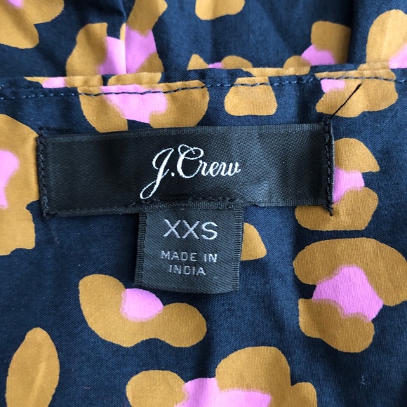 J. Crew Marlene blouse top animal print puff sleeve navy purple XXS like new - Picture 8 of 11